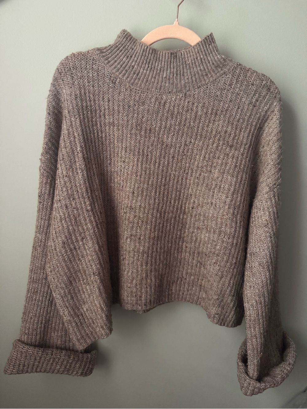MINE Neutral Ribbed Mock Neck Sweater